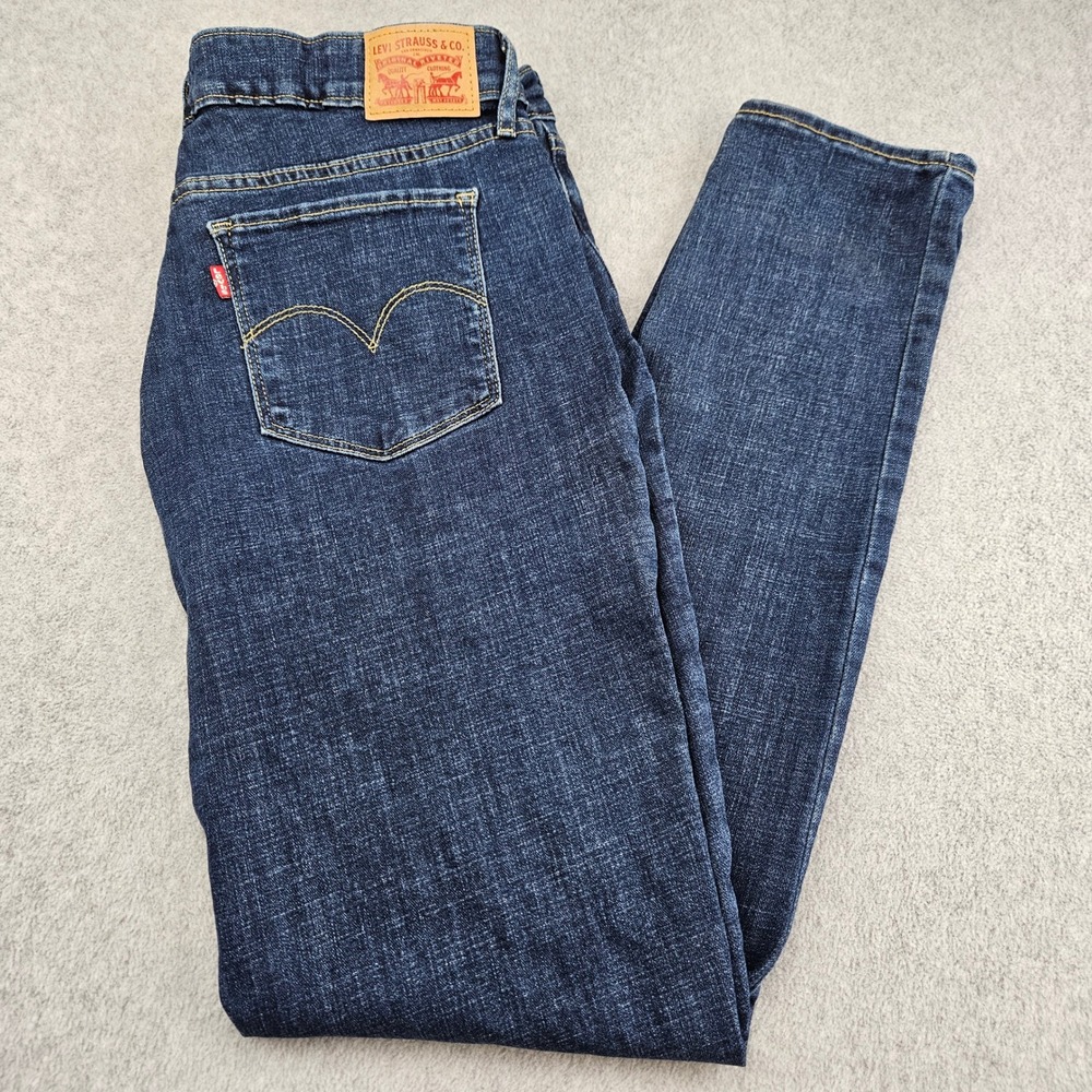 LEVIS 711 Skinny Jeans Women 33 Blue Distressed Mid Rise Denim Casual Everyday